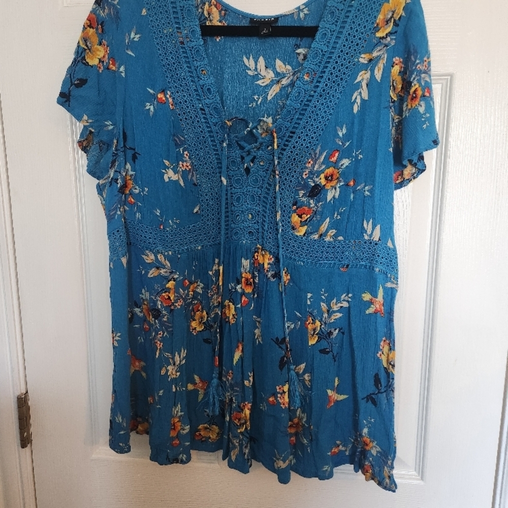 Floral Blue Women's Top